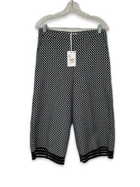 NWT Italian Kontatto Geometric Print Pants High-Rise Wide Leg Made in Italy